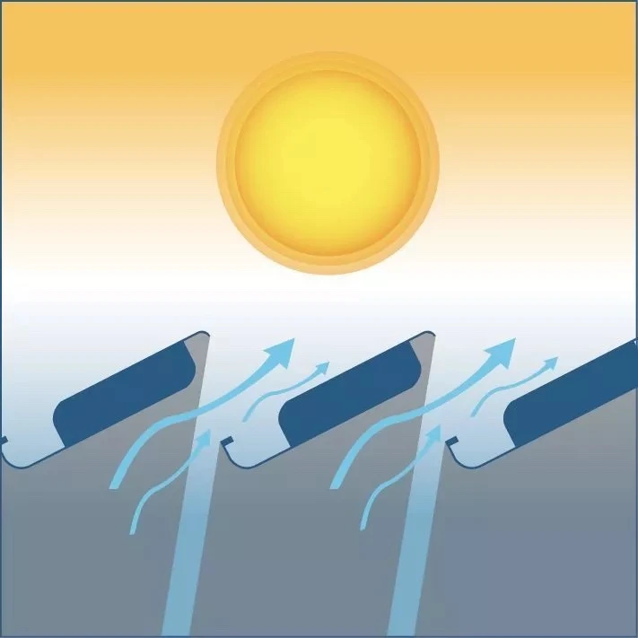 Bioclimatic louvers half-open position